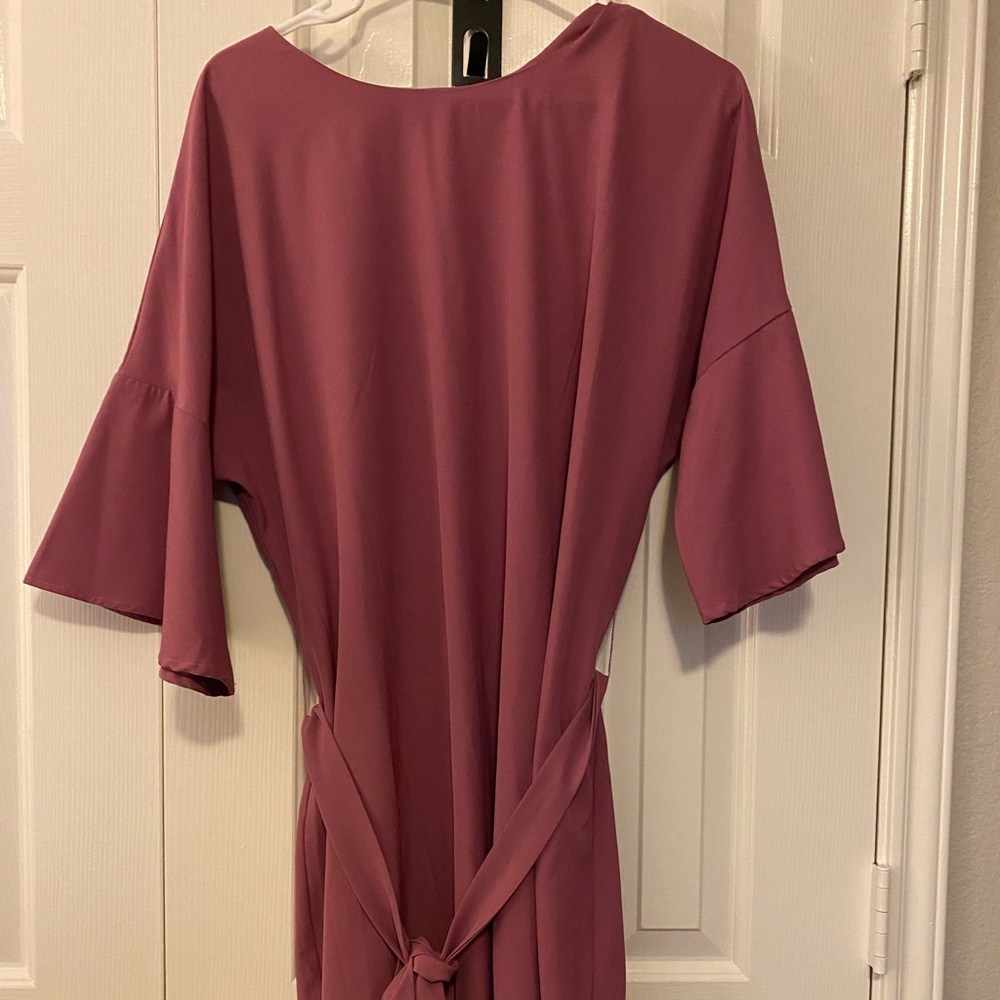 “Cannon” pink flow-y dress. Loose when put on, feels great on skin. Wide sleeves